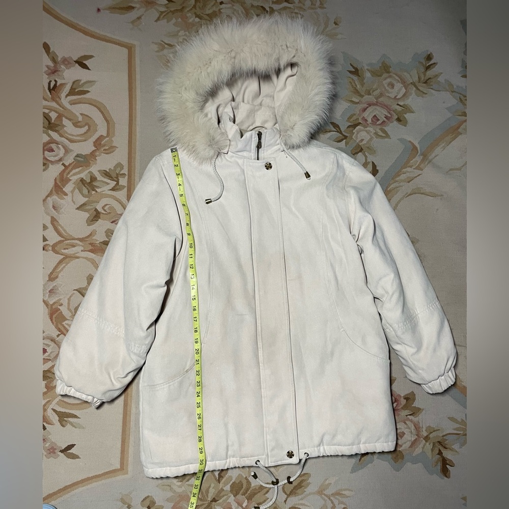 Worthington cream Puffer Jacket with Fur Hood - Picture 6 of 11